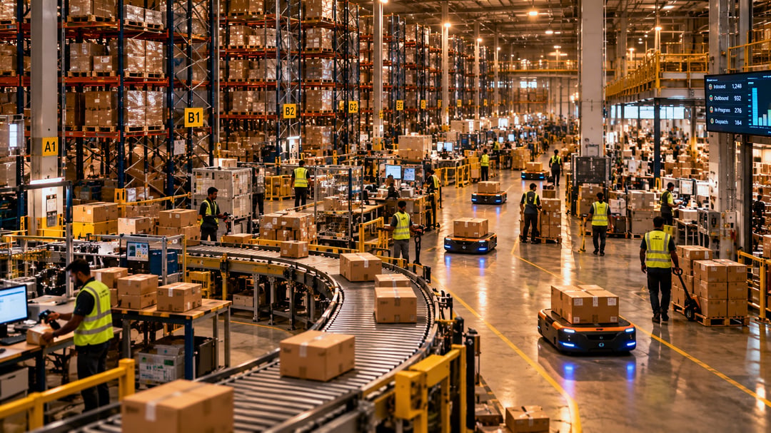 Bustling Automated Fulfillment Warehouse