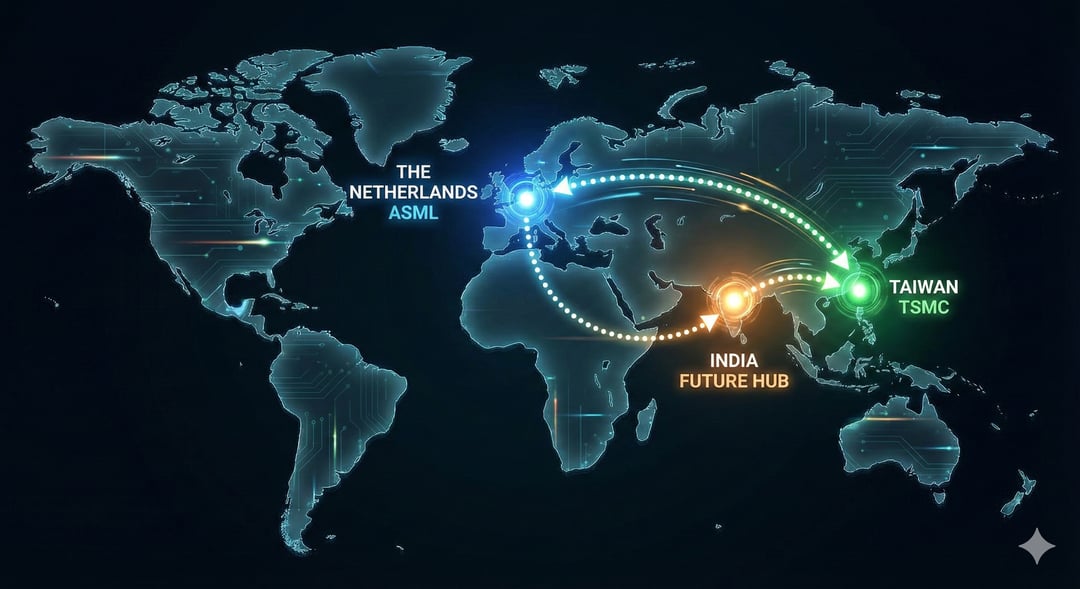 AI generated image of the connection between The Netherlands, India, and Taiwan
